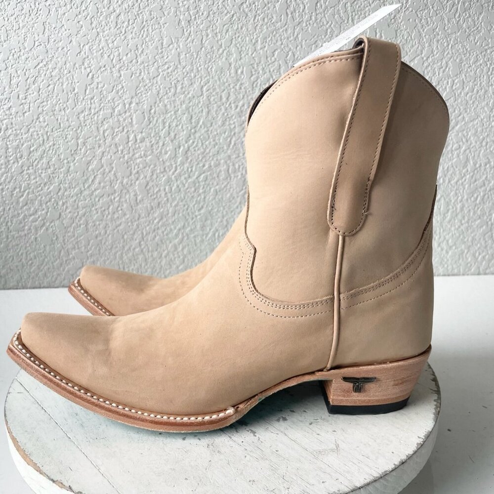 Lane EMMA JANE Womens Cowboy Bootie 8.5 Bone Suede Western Cowgirl Ankle Boots - Picture 4 of 13